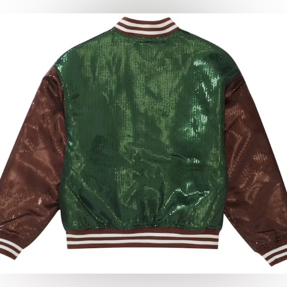 Supreme/ Mitchell & Ness Sequin Varsity Jacket , Green/Brown. Brand new - Picture 8 of 8